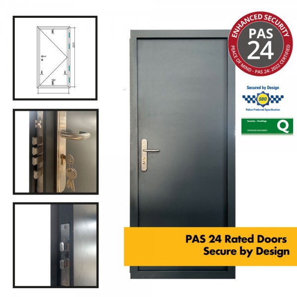 PAS 24 Rated Security Steel Door - 13 Point/Multi Point Locking - Ultra Heavy Duty External  Industrial Grade Exterior Outdoor Security Door